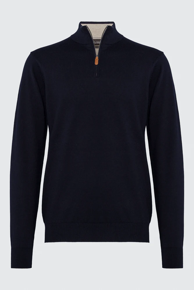 Bomull Merino Navy Zip - Image 3