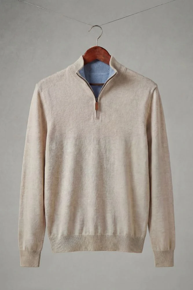 Bomull Merino Sand Zip