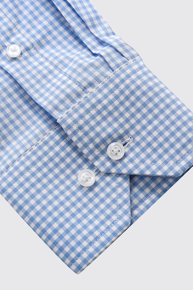 Checked Blue Skjorte Slim - Image 3