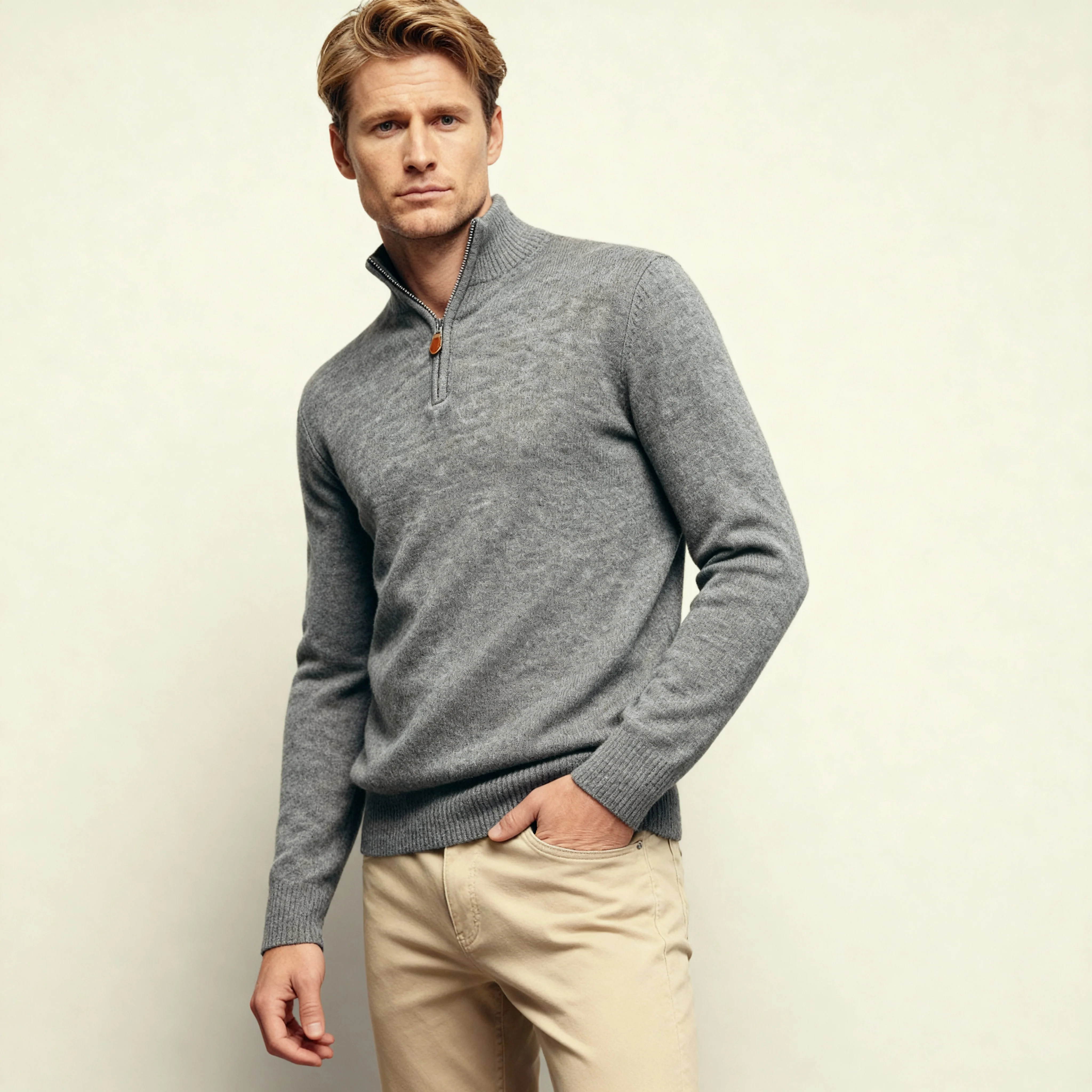 Kasjmir Genser Grey Zip - Image 4