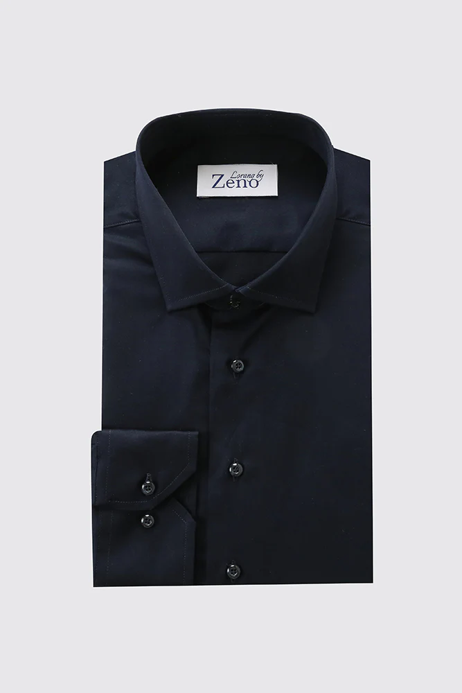 Navy Stretch Skjorte Slim - Image 4